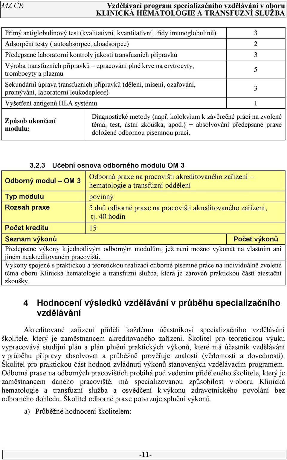 antigenů HLA systému 1 5 3 Způsob ukončení modulu: Diagnostické metody (např. kolokvium k závěrečné práci na zvolené téma, test, ústní zkouška, apod.