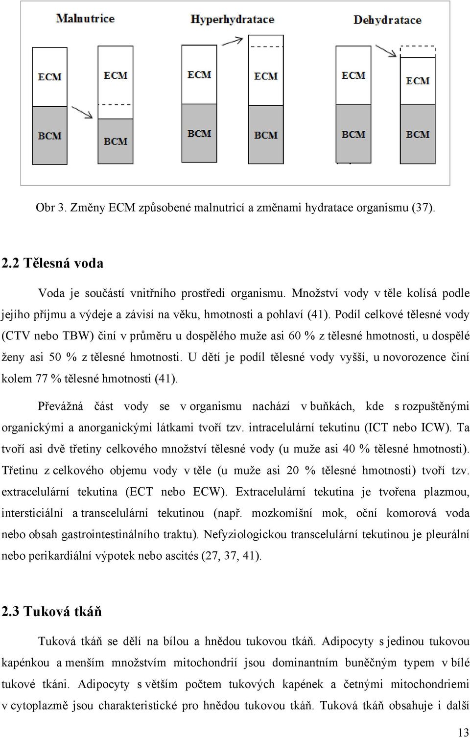 Podíl celkové tělesné vody (CTV nebo TBW) činí v průměru u dospěléhoo muže asi 60 % z tělesné hmotnosti, u dospělé ženy asi 50 % z tělesné hmotnosti.