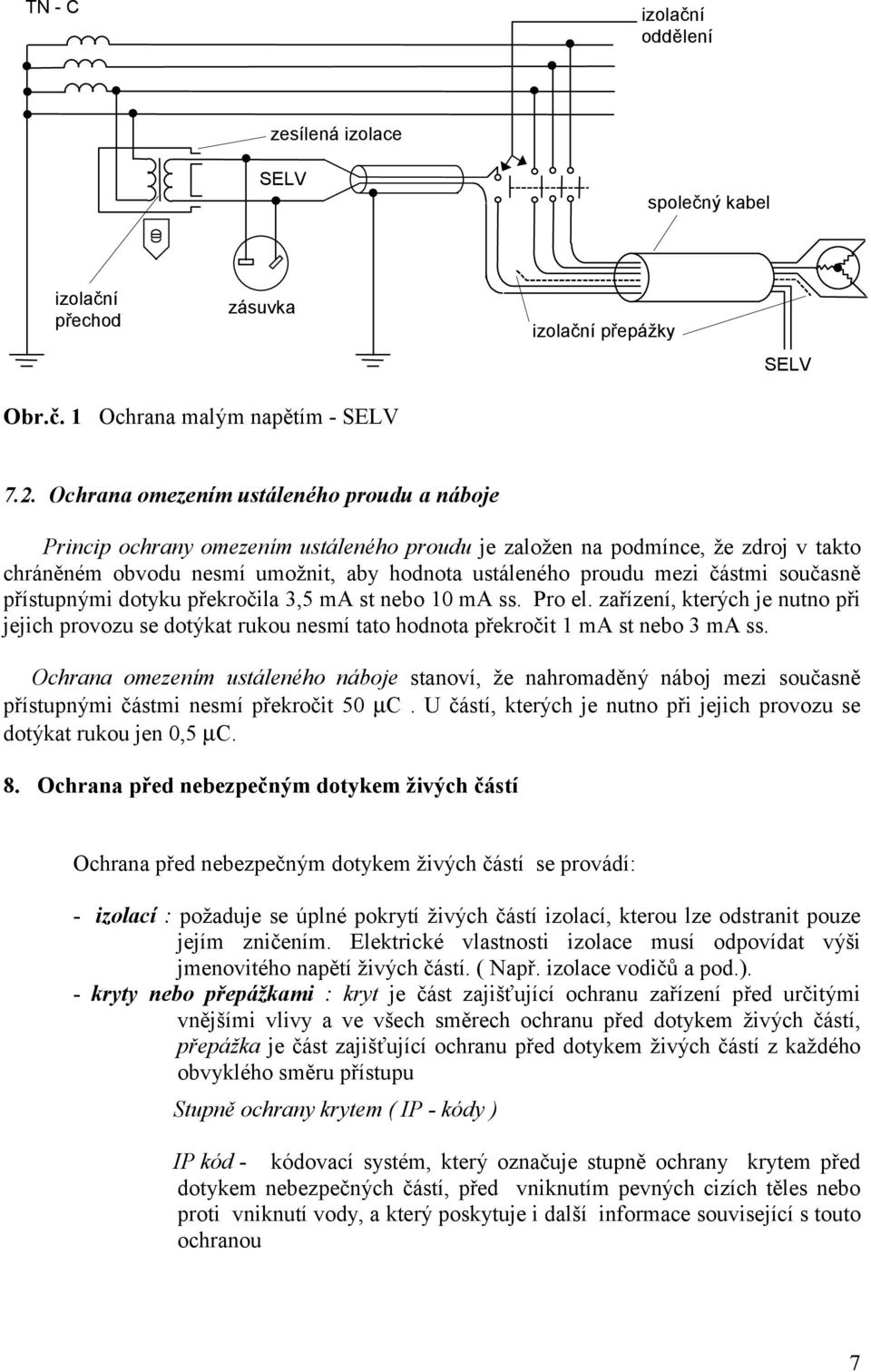 částmi současně přístupnými dotyku překročila 3,5 ma st nebo 10 ma ss. Pro el. zařízení, kterých je nutno při jejich provozu se dotýkat rukou nesmí tato hodnota překročit 1 ma st nebo 3 ma ss.
