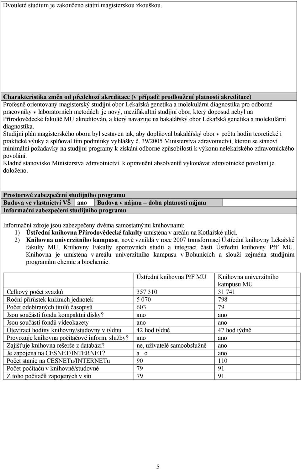 pracovníky v laboratorních metodách je nový, mezifakultní studijní obor, který doposud nebyl na Přírodovědecké fakultě MU akreditován, a který navazuje na bakalářský obor Lékařská genetika a