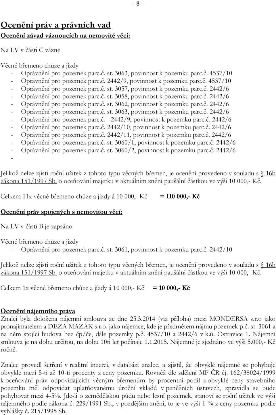 č. 2442/6 - Oprávnění pro pozemek parc.č. st. 3063, povinnost k pozemku parc.č. 2442/6 - Oprávnění pro pozemek parc.č. 2442/9, povinnost k pozemku parc.č. 2442/6 - Oprávnění pro pozemek parc.č. 2442/10, povinnost k pozemku parc.