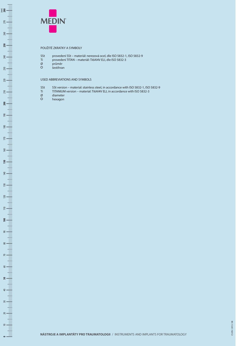 USED BBREVITIONS ND SYMBOLS SSt SSt version material: stainless steel, in accordance with ISO 5832-1, ISO 5832-9 Ti TITNIUM version material: