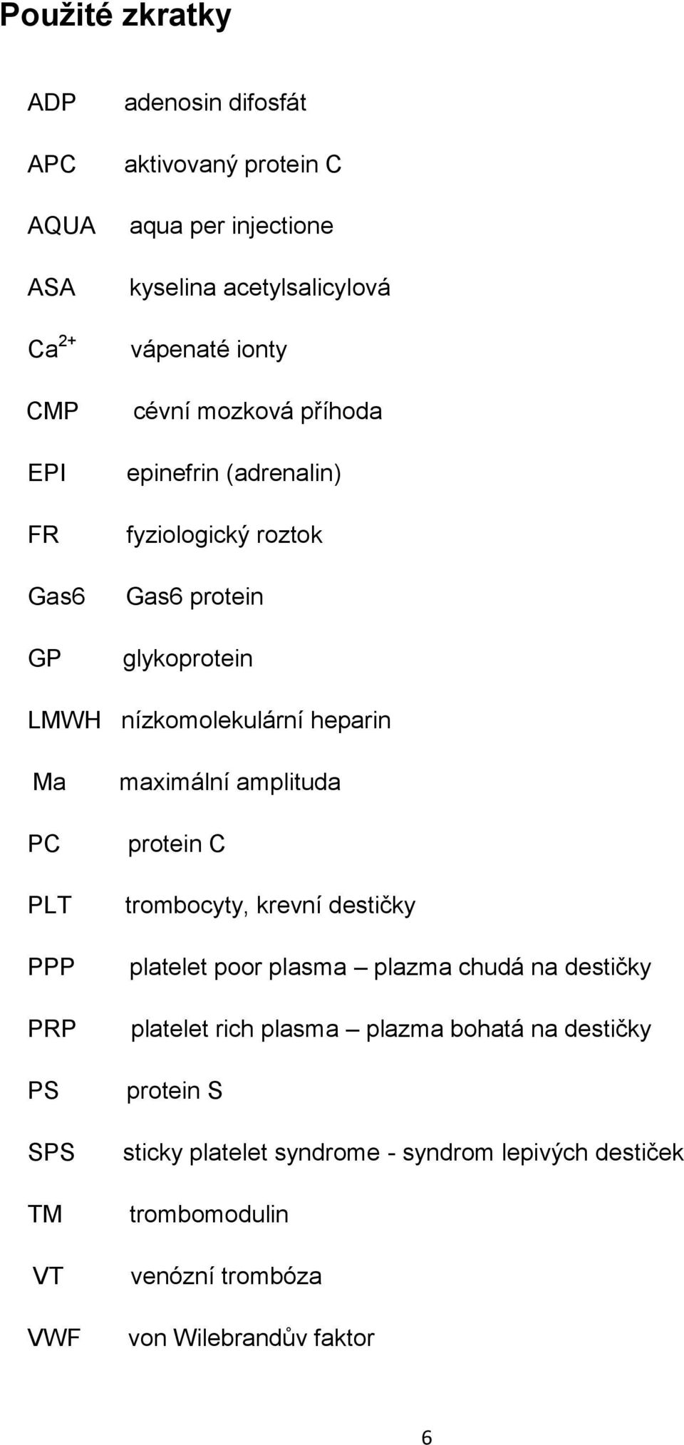 PPP PRP PS SPS TM VT VWF maximální amplituda protein C trombocyty, krevní destičky platelet poor plasma plazma chudá na destičky platelet rich