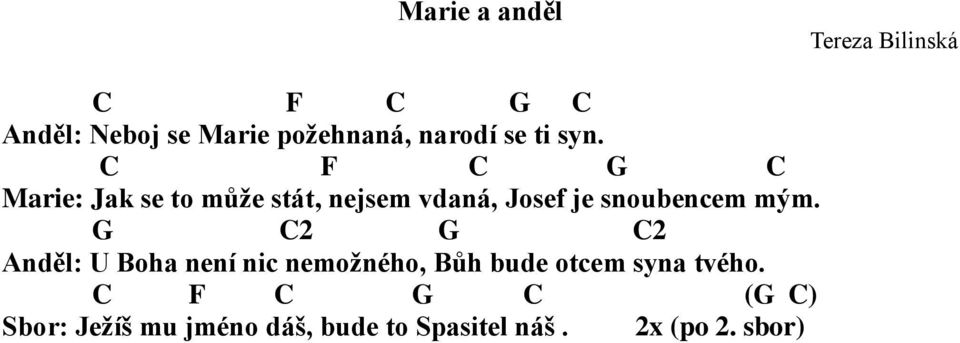 C F C C Marie: Jak se to může stát, nejsem vdaná, Josef je snoubencem mým.