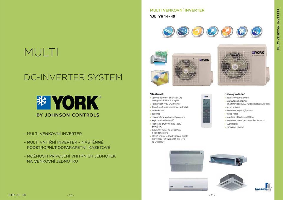 vychlazení prostoru kryt servisních ventilů jednotné druhy ventilů (25K/ 30K/34K) ochranný nátěr na výparníku a kondenzátoru stejné vnitřní jednotky jako u single provedení (ve výkonech 12k BTU až