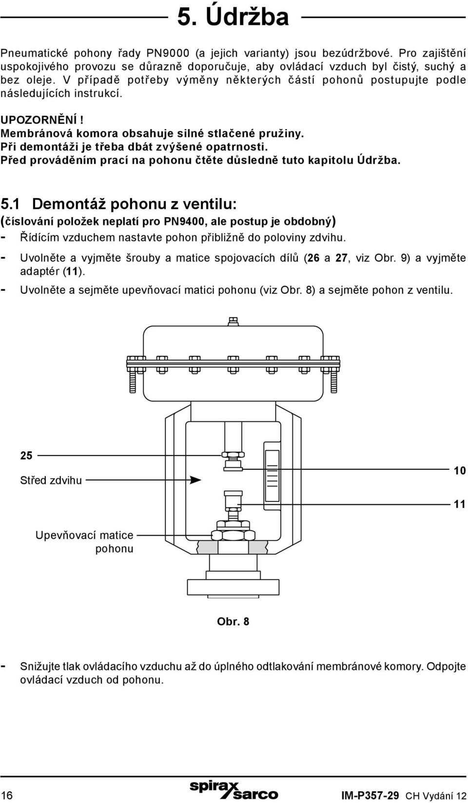 Před prováděním prací na pohonu čtěte důsledně tuto kapitolu Údržba. 5.