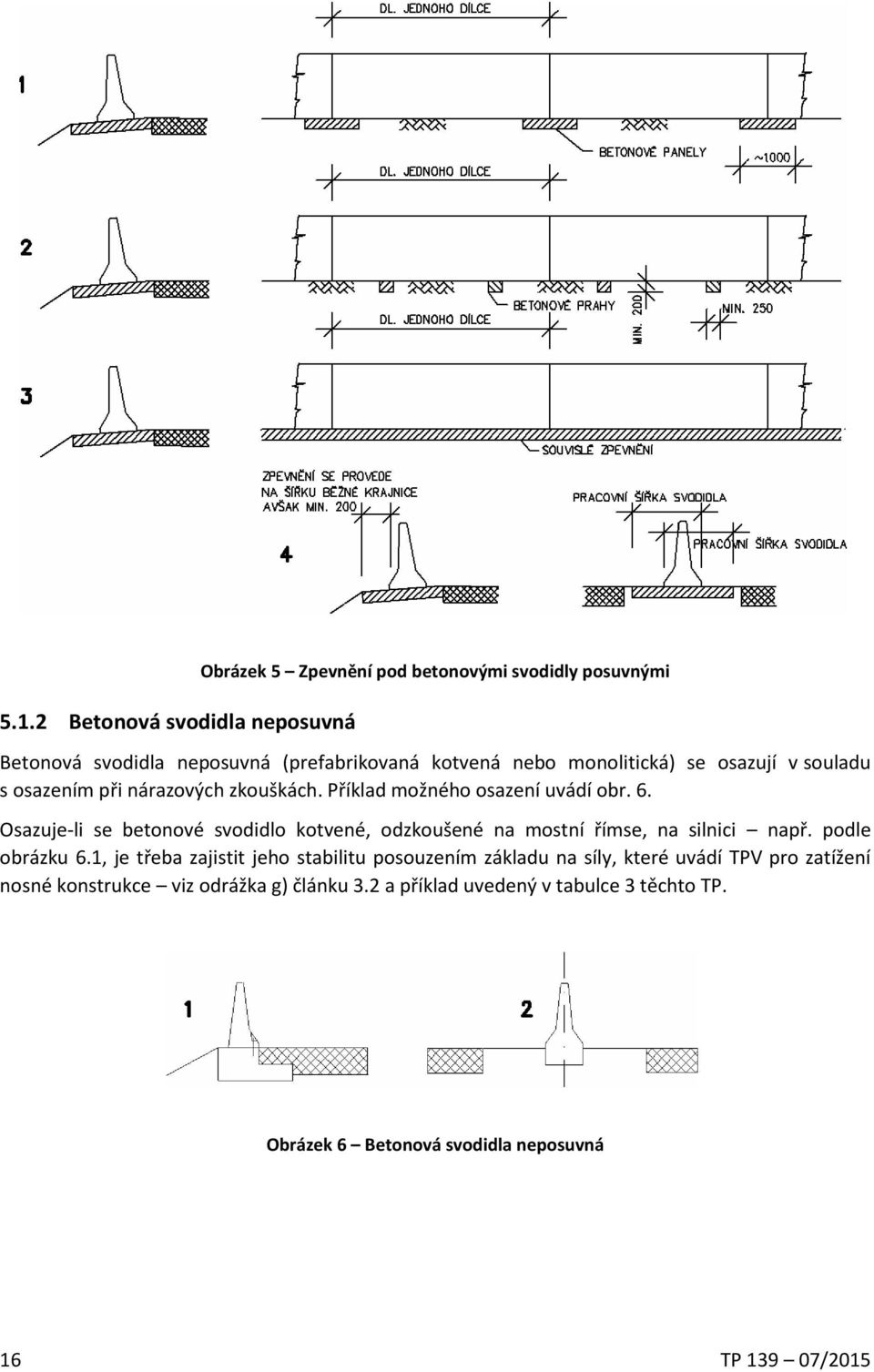 Osazuje-li se betonové svodidlo kotvené, odzkoušené na mostní římse, na silnici např. podle obrázku 6.