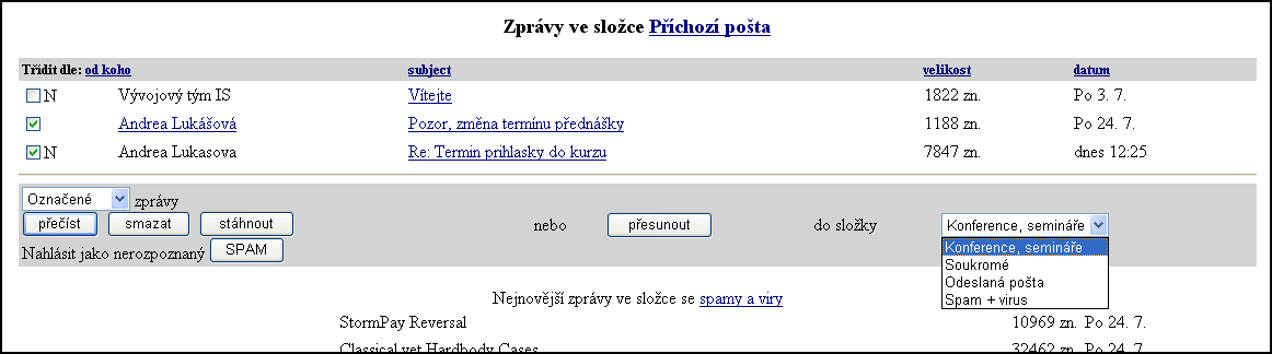 Postup je následující: 1. Kliknete na odkaz Adresář, nastavení, složky (nahoře uprostřed), 2. dále na odkaz Složky a kvóty, 3. zde máte možnost vytvořit novou složku a přejmenovávat stávající.