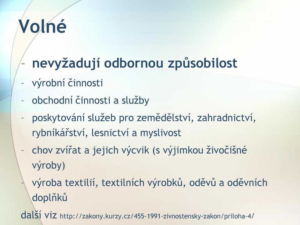 zvířat a jejich výcvik (s výjimkou živočišné výroby) - výroba textilií, textilních výrobků,