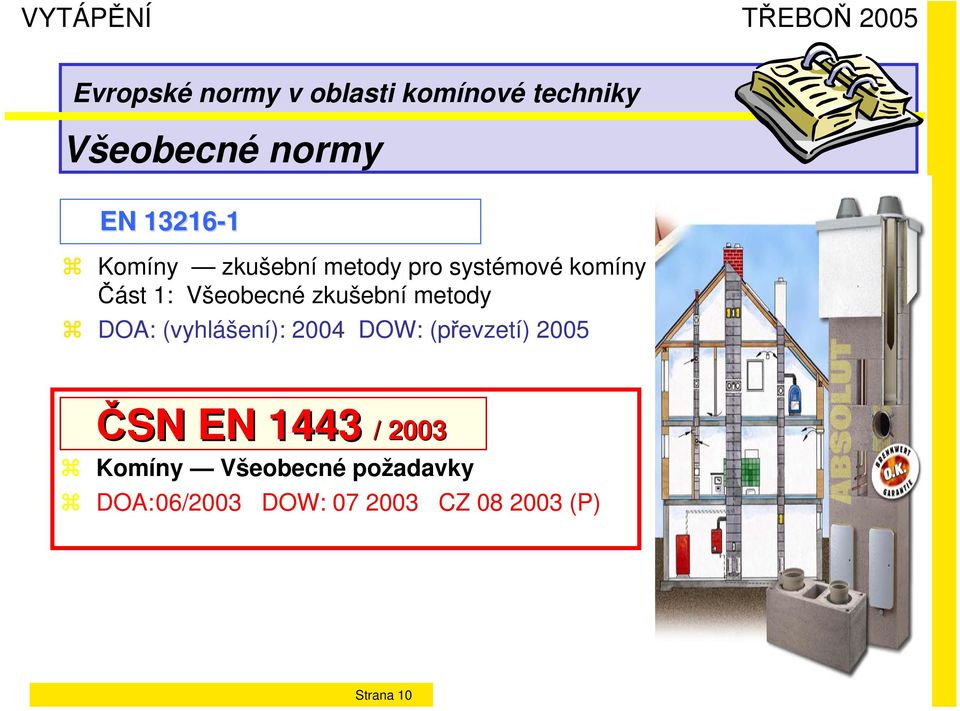 (vyhlášení): 2004 DOW: (převzetí) 2005 ČSN EN 1443 / 2003