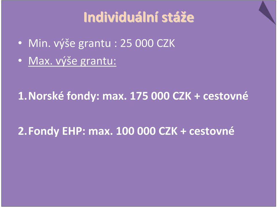 výše grantu: 1.Norské fondy: max.