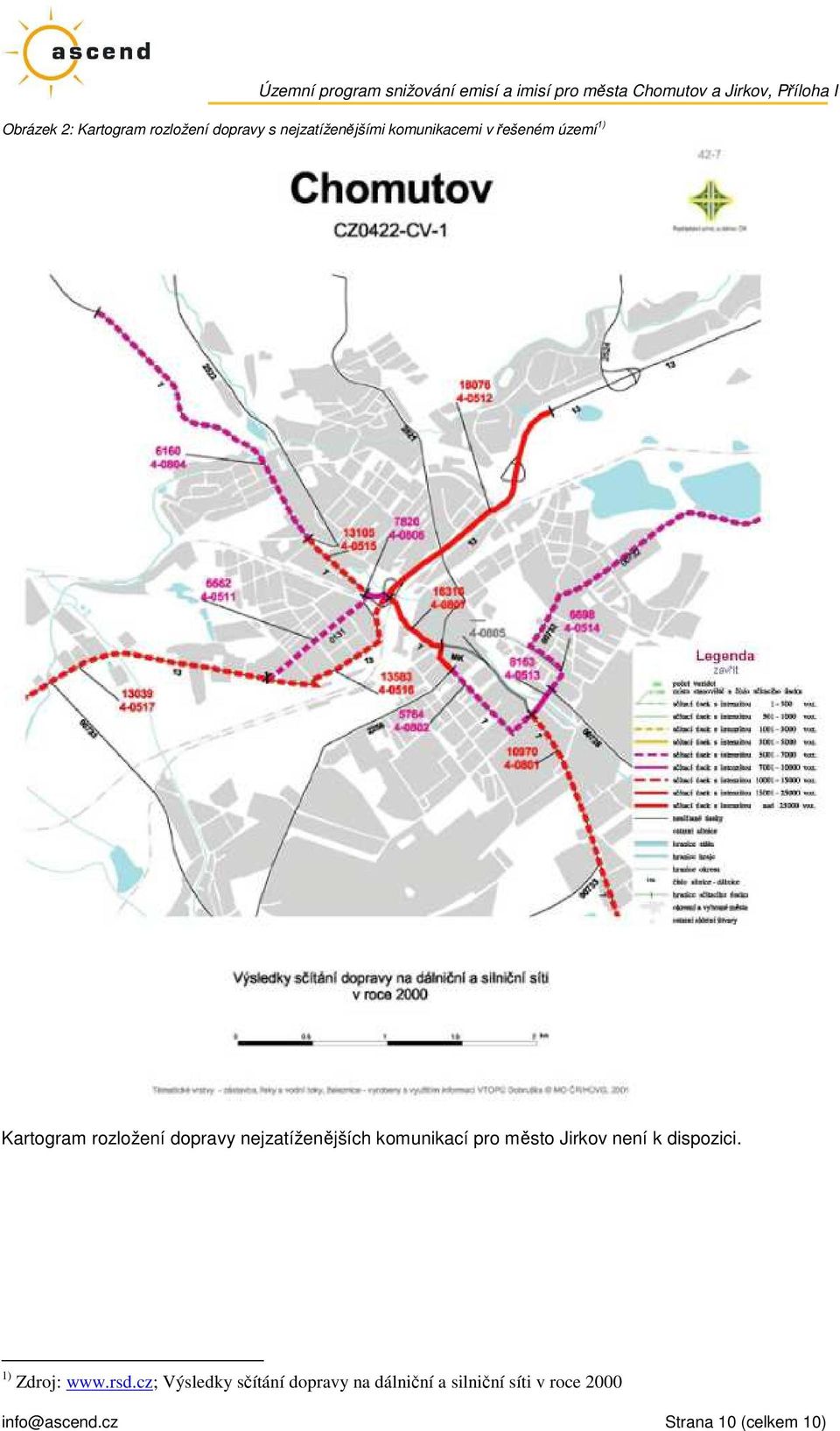 dopravy nejzatíženějších komunikací pro město Jirkov není k dispozici. 1) Zdroj: www.rsd.