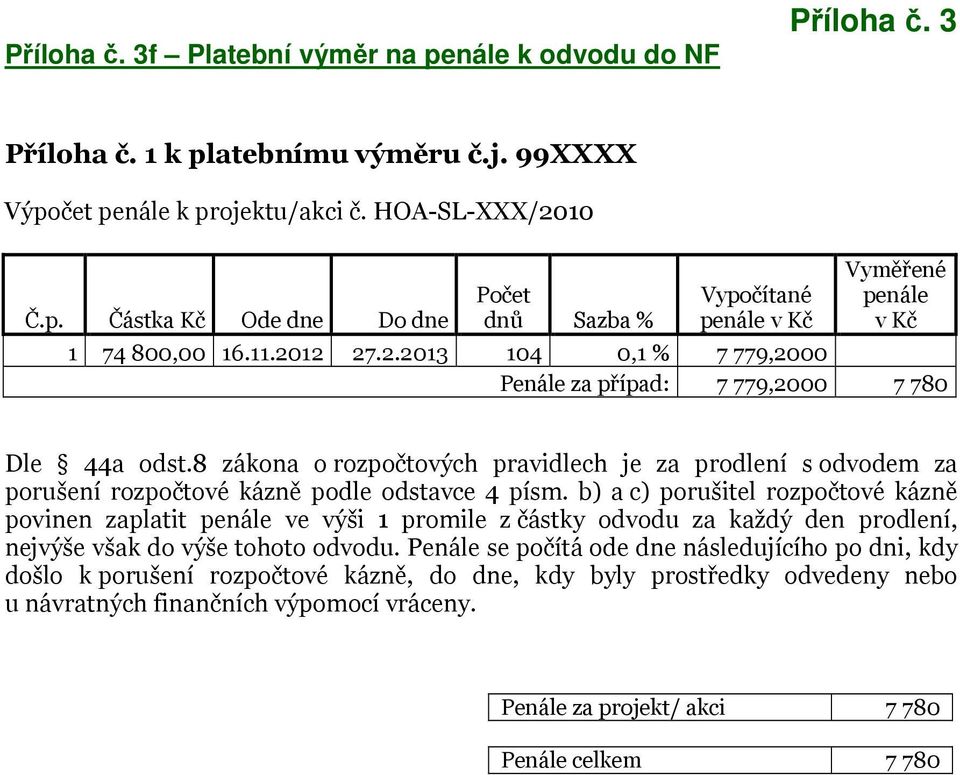 b) a c) porušitel rozpočtové kázně povinen zaplatit penále ve výši 1 promile z částky odvodu za každý den prodlení, nejvýše však do výše tohoto odvodu.