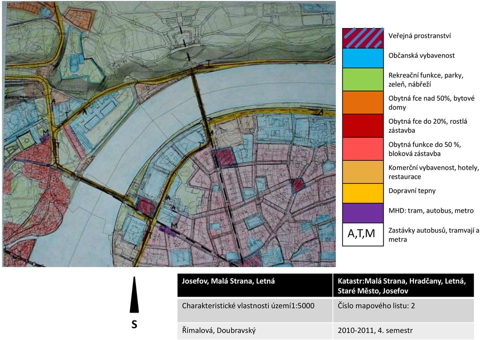 Dopravní tepny MHD: tram, autobus, metro A,T,M Zastávky autobusů, tramvají a metra S Josefov, Malá Strana, Letná