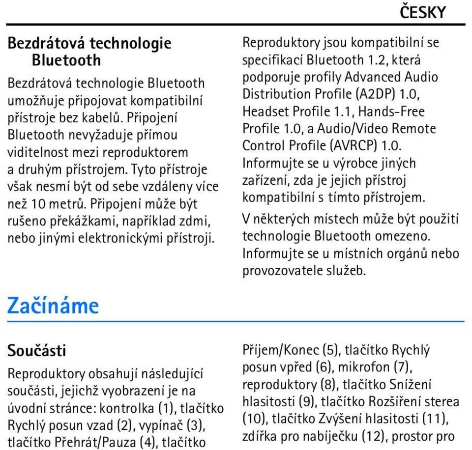 Pøipojení mù¾e být ru¹eno pøeká¾kami, napøíklad zdmi, nebo jinými elektronickými pøístroji.