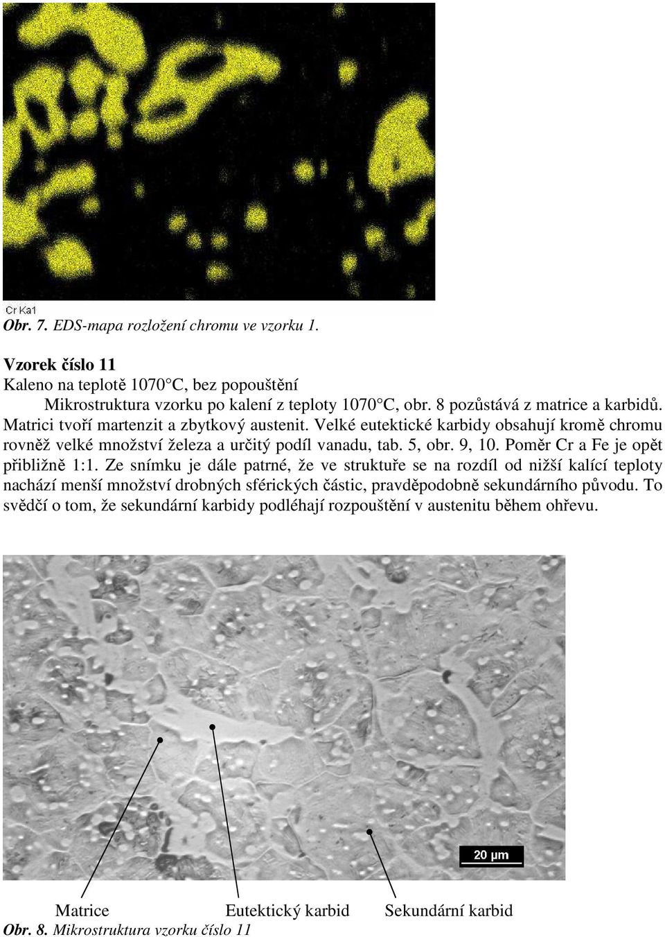 5, obr. 9, 10. Poměr Cr a Fe je opět přibližně 1:1.