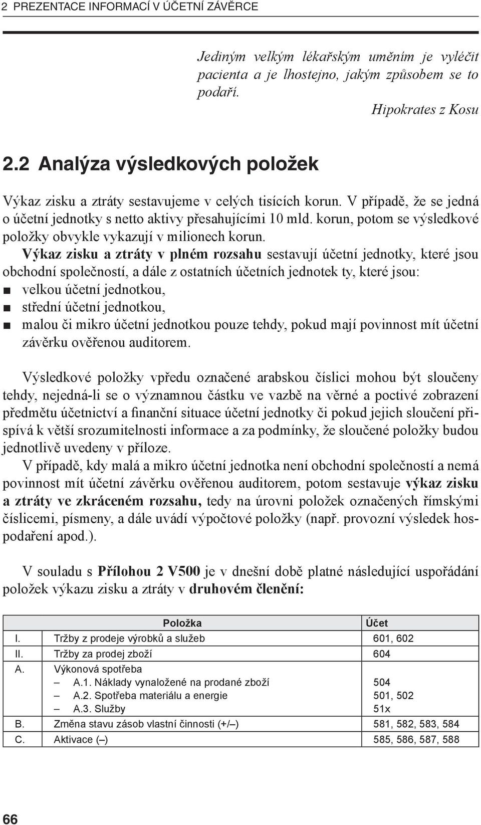 korun, potom se výsledkové položky obvykle vykazují v milionech korun.