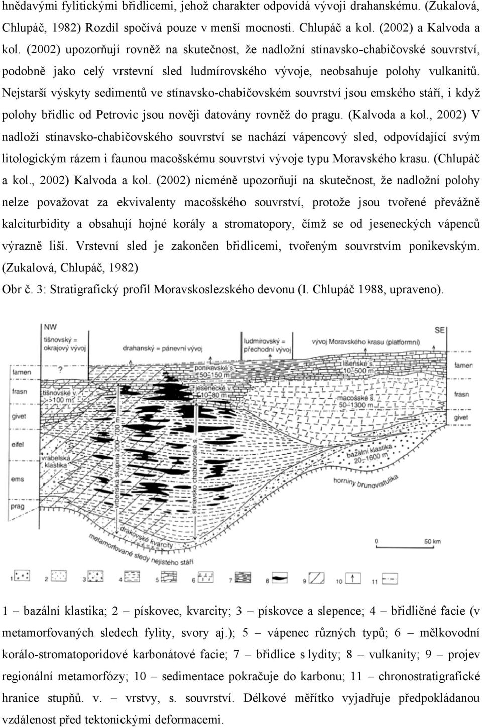 Nejstarší výskyty sedimentů ve stínavsko-chabičovském souvrství jsou emského stáří, i kdyţ polohy břidlic od Petrovic jsou nověji datovány rovněţ do pragu. (Kalvoda a kol.