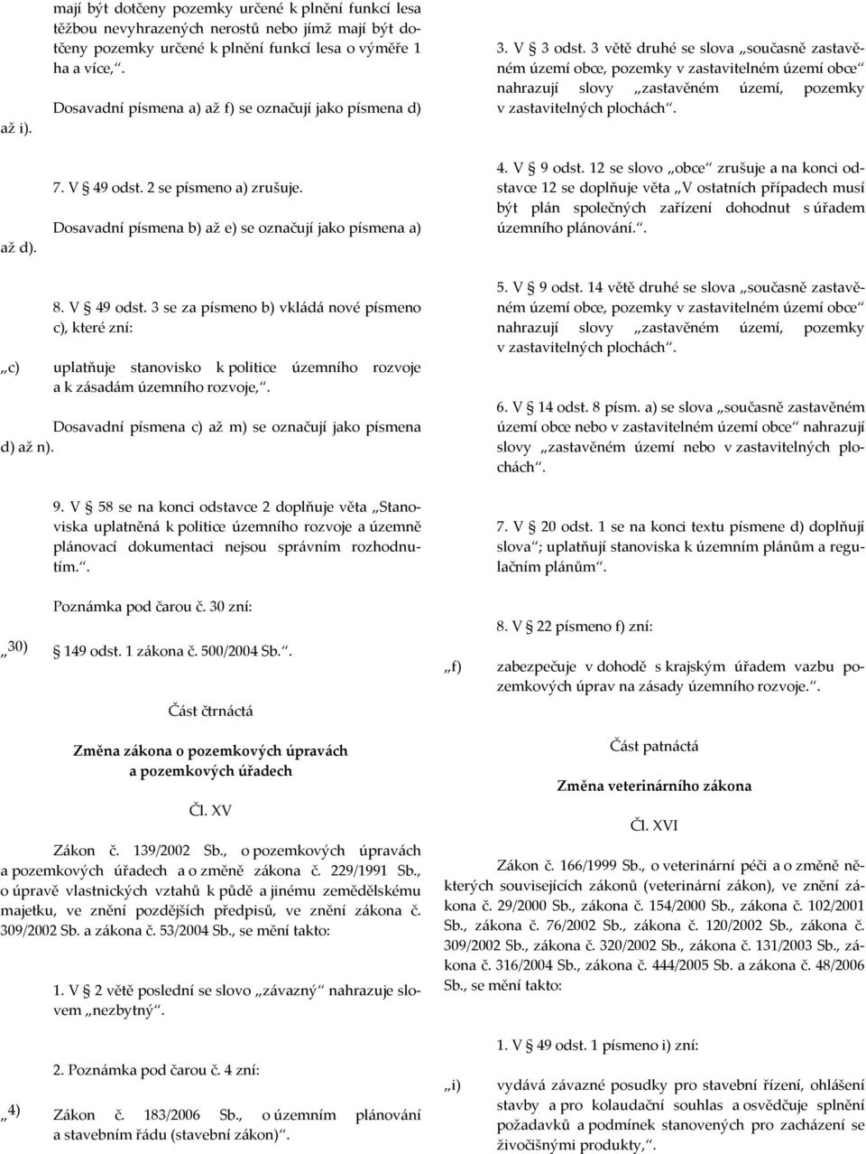 3 větě druhé se slova současně zastavěném území obce, pozemky v zastavitelném území obce nahrazují slovy zastavěném území, pozemky v zastavitelných plochách. až d). 7. V 49 odst.