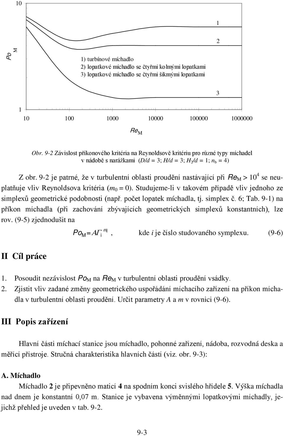 9- je patrné, že v turbulentní oblasti proudění nastávající při Re M > 10 se neuplatňuje vliv Reynoldsova kritéria (m 0 = 0).