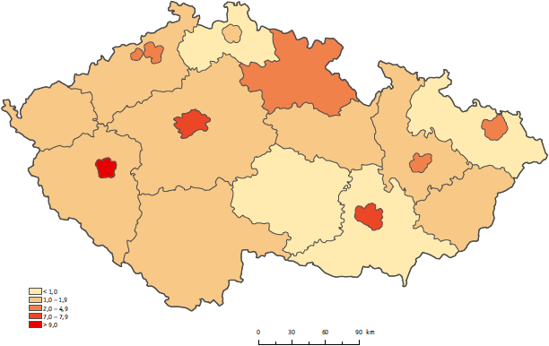 7.2 Hluková zátěž obyvatelstva Nejvyšší hlukové zátěži jsou dle výsledků Strategického hlukového mapování 3 exponováni obyvatelé městských aglomerací s počtem obyvatel nad 100 tis.