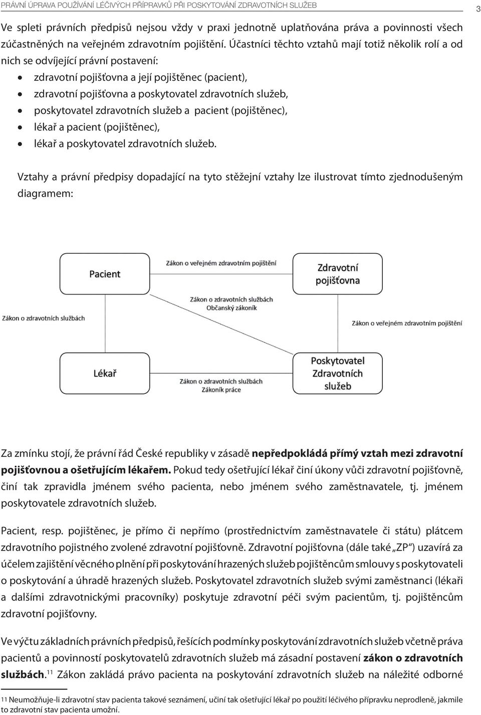 Účastníci těchto vztahů mají totiž několik rolí a od nich se odvíjející právní postavení: zdravotní pojišťovna a její pojištěnec (pacient), zdravotní pojišťovna a poskytovatel zdravotních služeb,