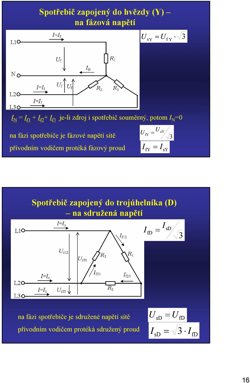 protéká fázový proud fy sy fy sy Spotřebič zapojený do trojúhelníka (D) na sdruženánapětí