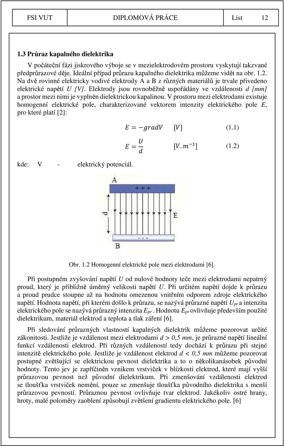 Elektrody jsou rovnoběžně uspořádány ve vzdálenosti d [mm] a prostor mezi nimi je vyplněn dielektrickou kapalinou.