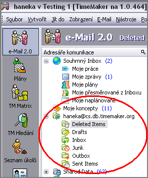 DODATEK: Jak si přejmenovat složky emailového klienta TimeMaker (zelené složky) Obrázek č. 20 I přesto, že máte českou verzi TimeMakeru, tak Vám jména zelených složek zůstala v angličtině.