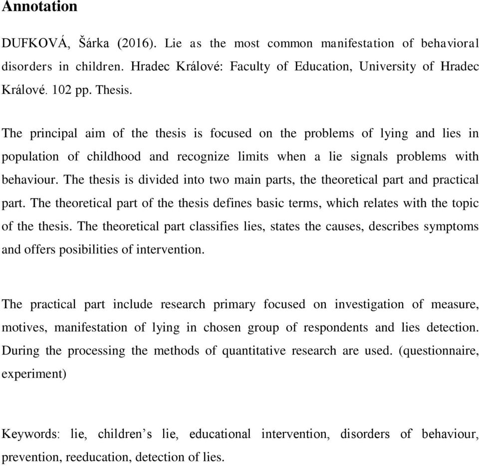 Theoretical part of thesis