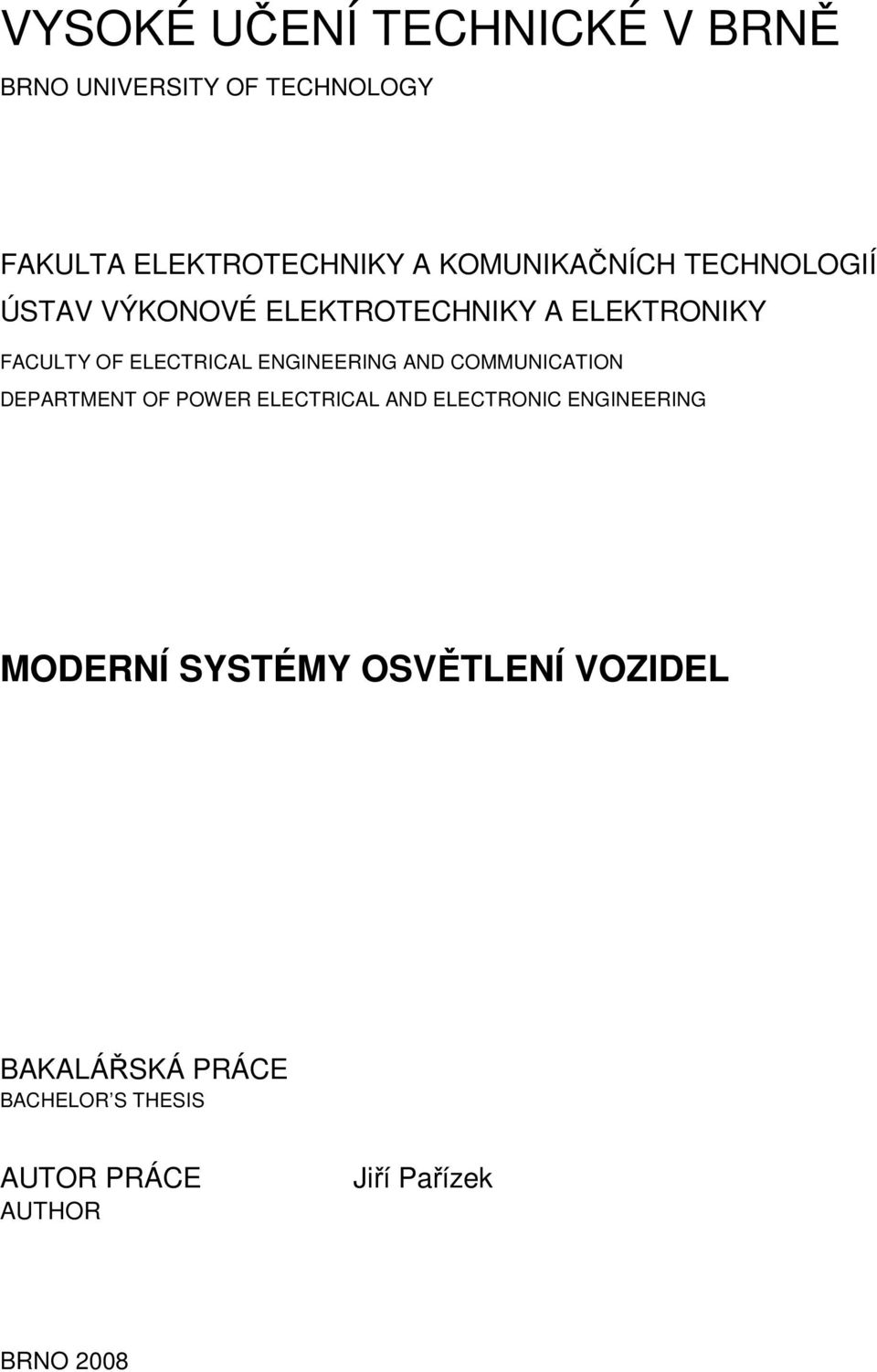 ENGINEERING AND COMMUNICATION DEPARTMENT OF POWER ELECTRICAL AND ELECTRONIC ENGINEERING