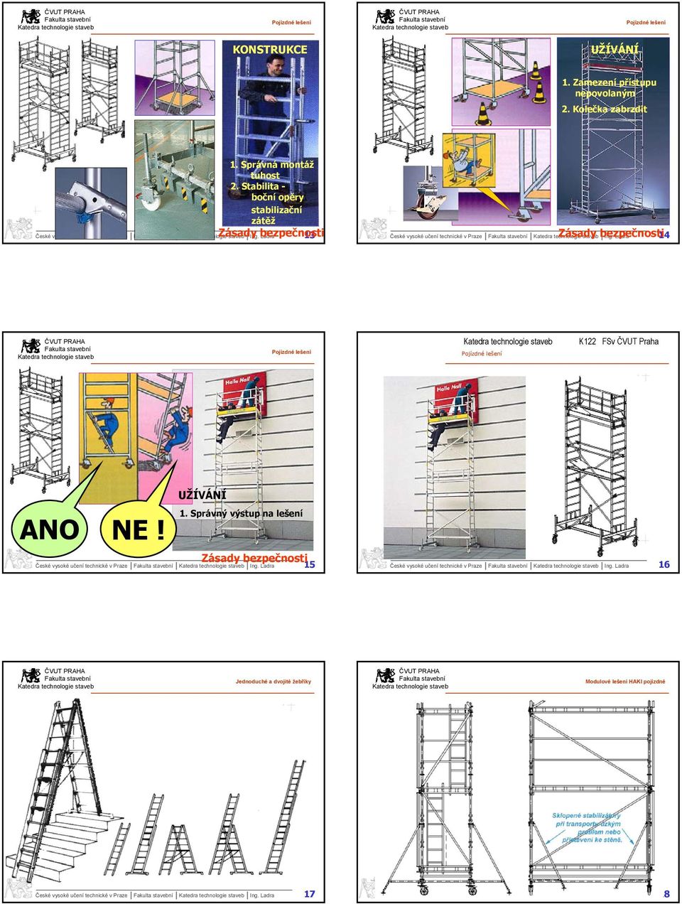 bezpečnsti Ladra 13 I I Katedra technlgie Zásady staveb bezpečnsti 14 I Ing.