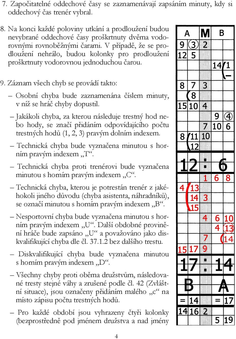 V případě, že se prodloužení nehrálo, budou kolonky pro prodloužení proškrtnuty vodorovnou jednoduchou čarou. 9.