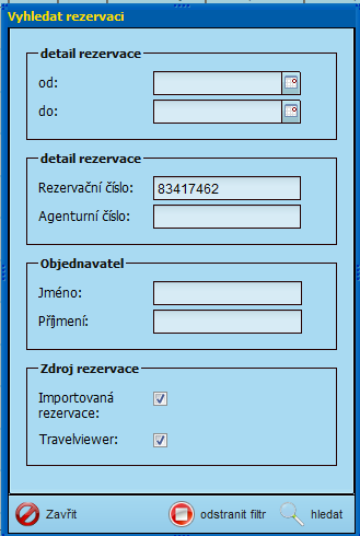 Stiskem tlačítka OK se rezervace importuje do přehledu rezervací ve vaší administraci. Následně lze s rezervací pracovat tzn. otevřít si rezervaci, v případě opce zpevnit rezervaci či ji zrušit apod.