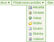 3.5 Typy objektů Jaké objekty lze v portálu vytvářet: Aktualita (nebo upozornění) Obrázek Odkaz Složka Soubor