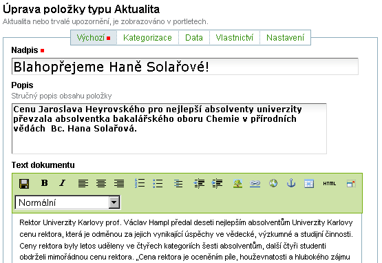 3.15 Vložení aktuality - II. 2.