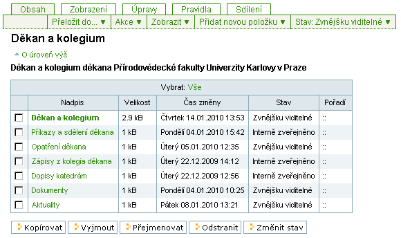 3.20 Editace obsahu složky objekty lze označit označené objekty lze hromadně