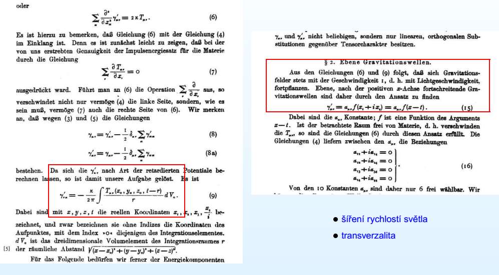 retardovaný integrál a rovinné gravitační vlny na