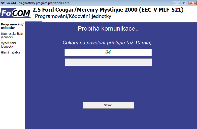 Časový přístup Časový PATS automaticky začne odpočítávat. Program nemůže ovlivnit dobu čekání, ta je závislá na konkrétní řídicí jednotce.