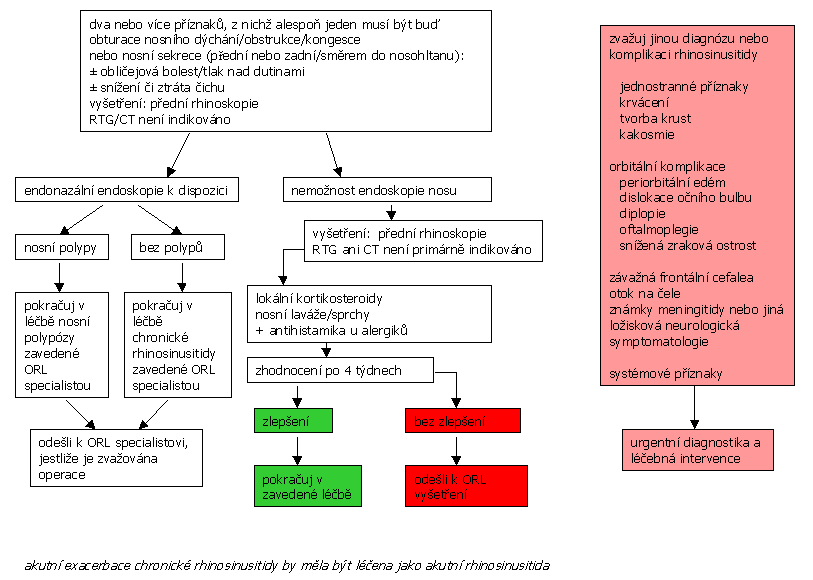 Evidence-based algoritmy postupu u dospělých s chronickou rhinosinusitidou bez a s nosní polypózou (CRS ± NP)* převzato z www.ep3os.