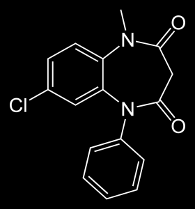 Lorazepam má nástup účinku pomalejší neţ ostatní benzodiazepiny, trvání jeho účinku je však delší (32). 8.2.3.3.4 Benzodiazepiny-Klobazam (CLB) Obr. 16. Chemický vzorec klobazamu (83).