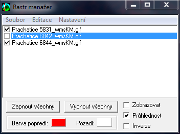 automaticky se načte příslušný rastrový mapový list v této oblasti.