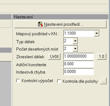 Obr. 15 Panel Nastavení Mapový podklad v KN: tato hodnota je pouţita pouze v případě, ţe je zapnut přepínač Kontroly odchylek dle katastrální vyhlášky, jinak je pouţit výpočet jen na základě