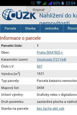 Ikatastr aplikace pro mobilní telefony Aplikace umožňuje zdarma zobrazovat: