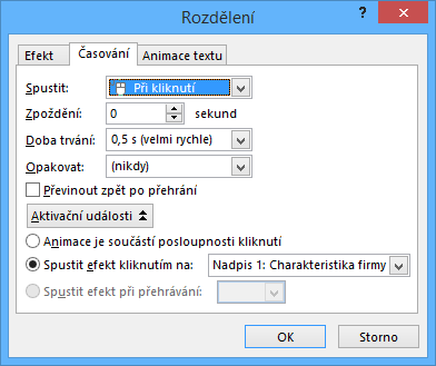 Kapitola 7: Animace 11 Dráhy pohybu Aktivační události V nabídce animací vybereme ze skupiny Závěrečné efekt Odplynutí. Odstavce textu budou postupně odstraňovány ze zobrazeného snímku.