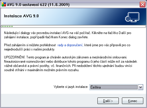 5. Instalační proces AVG Pro instalaci AVG 9 Internet Security na váš počítač potřebujete aktuální instalační soubor.