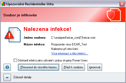 Ovládací tlačítka dialogu Ovládací tlačítka dostupná v rozhraní komponenty Rezidentní štít: Správa výjimek - otevírá dialogové okno Výjimky Rezidentního štítu, v němž lze definovat adresáře, které