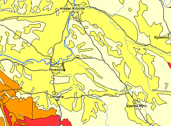 Obrázek 14: Mapa radonového indexu Zdroj: Geologické a geovědní mapy. [online].[cit. 2013-06-16] Dostupné z WWW: http://www.geology.cz/app/ciselniky/lokalizace/show_map.php?