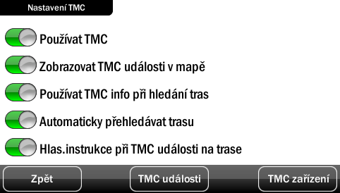 Nastavení RDS-TMC v Dynavix RDS-TMC přijímač nastavíte kliknutím v hlavním menu na Nastavení > šipka v pravém dolním rohu > Nastavení RDS-TMC.