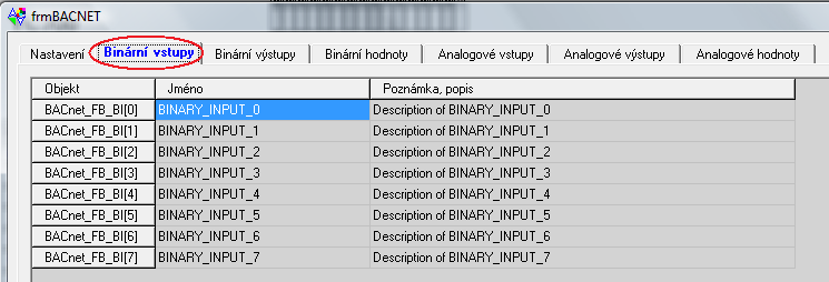 4. Konfigurace prostředí MOSAIC a služby BACnet 4.2.5 Provedeme nastavení parametrů služby BACnet.